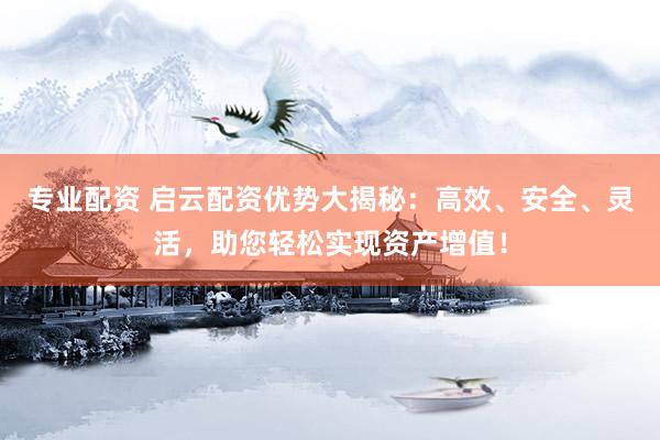 专业配资 启云配资优势大揭秘：高效、安全、灵活，助您轻松实现资产增值！