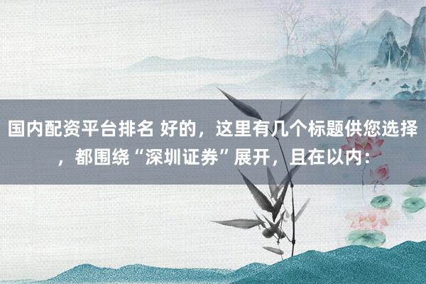 国内配资平台排名 好的，这里有几个标题供您选择，都围绕“深圳证券”展开，且在以内：