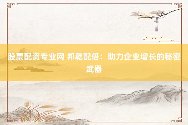 股票配资专业网 邦乾配倍：助力企业增长的秘密武器