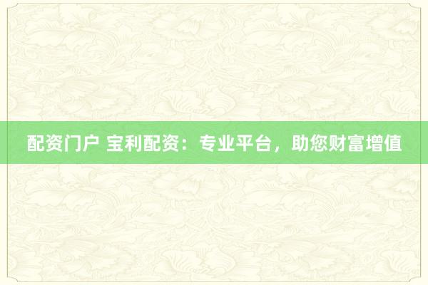配资门户 宝利配资：专业平台，助您财富增值