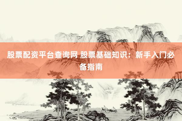 股票配资平台查询网 股票基础知识：新手入门必备指南
