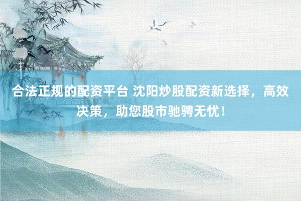 合法正规的配资平台 沈阳炒股配资新选择，高效决策，助您股市驰骋无忧！