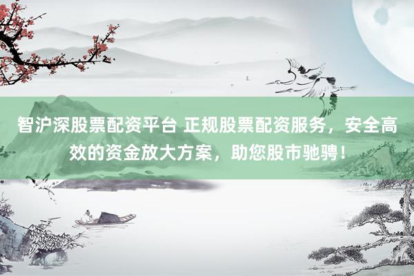 智沪深股票配资平台 正规股票配资服务，安全高效的资金放大方案，助您股市驰骋！