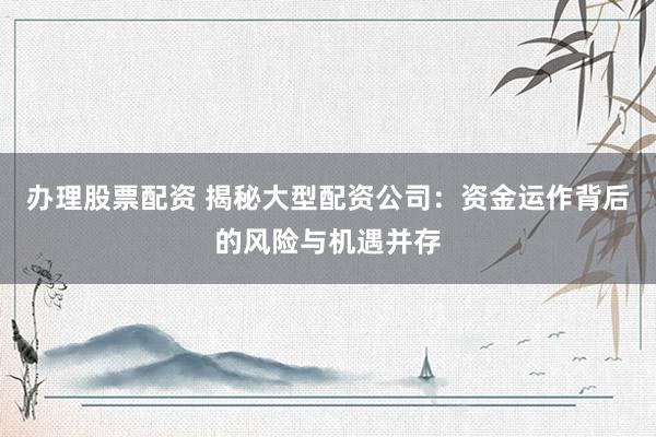 办理股票配资 揭秘大型配资公司：资金运作背后的风险与机遇并存