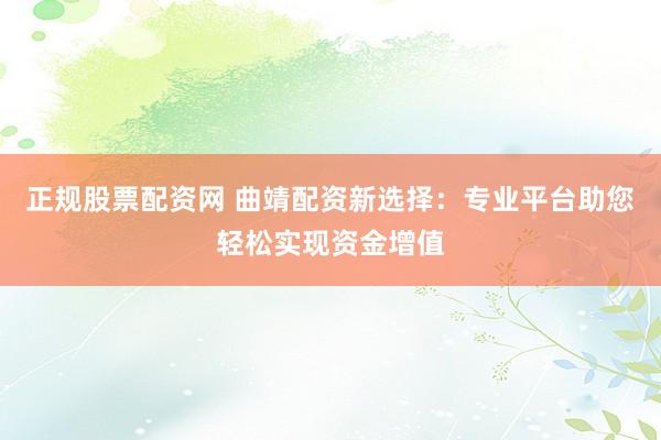 正规股票配资网 曲靖配资新选择：专业平台助您轻松实现资金增值