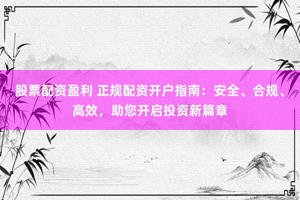 股票配资盈利 正规配资开户指南：安全、合规、高效，助您开启投资新篇章