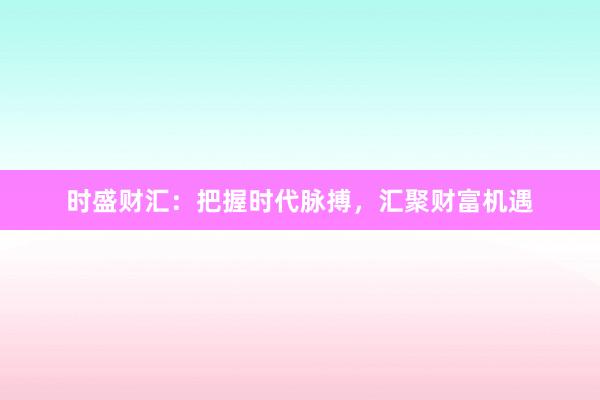 时盛财汇：把握时代脉搏，汇聚财富机遇