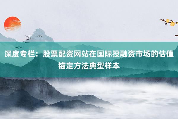 深度专栏:股票配资网站在国际投融资市场的估值锚定方法典型样本
