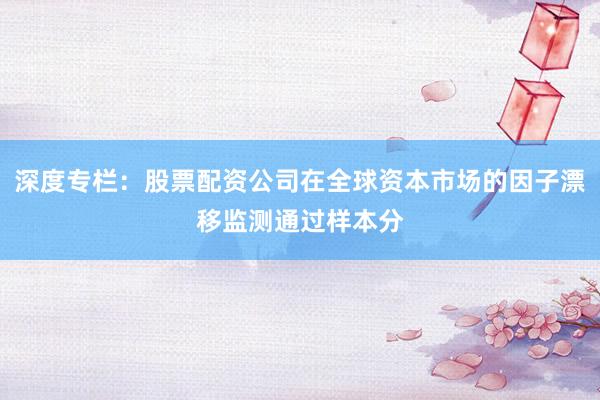深度专栏：股票配资公司在全球资本市场的因子漂移监测通过样本分