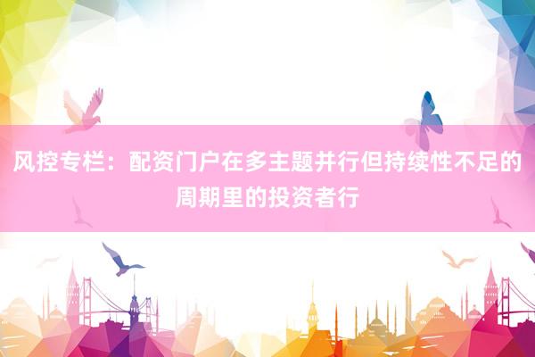 风控专栏：配资门户在多主题并行但持续性不足的周期里的投资者行