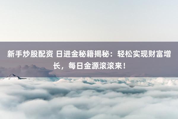 新手炒股配资 日进金秘籍揭秘:轻松实现财富增长,每日金源滚滚来!