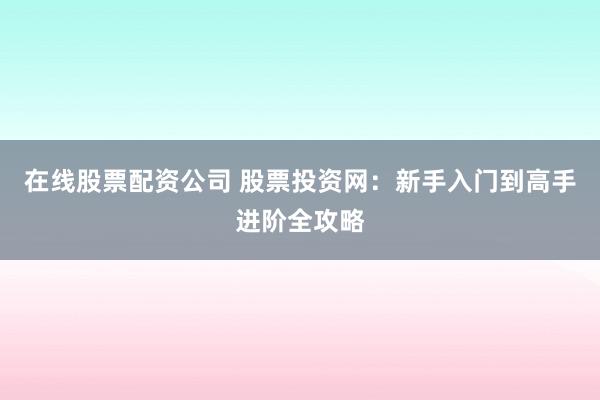 在线股票配资公司 股票投资网：新手入门到高手进阶全攻略