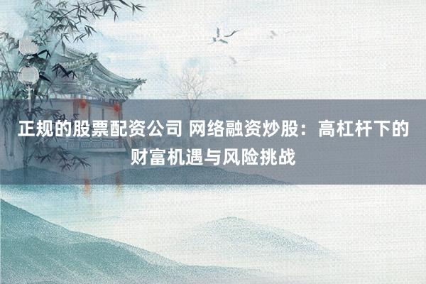 正规的股票配资公司 网络融资炒股：高杠杆下的财富机遇与风险挑战