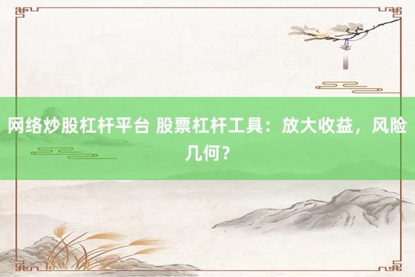 网络炒股杠杆平台 股票杠杆工具：放大收益，风险几何？