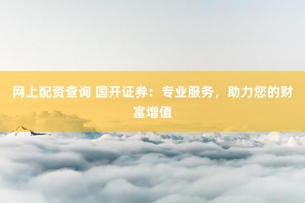 网上配资查询 国开证券：专业服务，助力您的财富增值