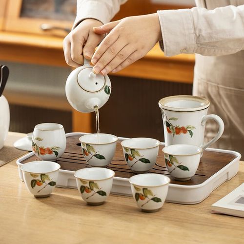 茶具套装泡茶家用整套陶瓷茶壶茶杯礼盒 万柿如意10件套 产品规格见图